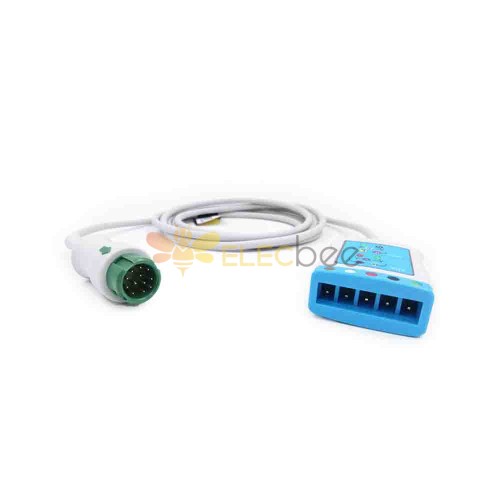 Tronco compatible de Mindray Ecg con el tipo euro electrodos de Mindray T5- ​​12P Ecg del cable