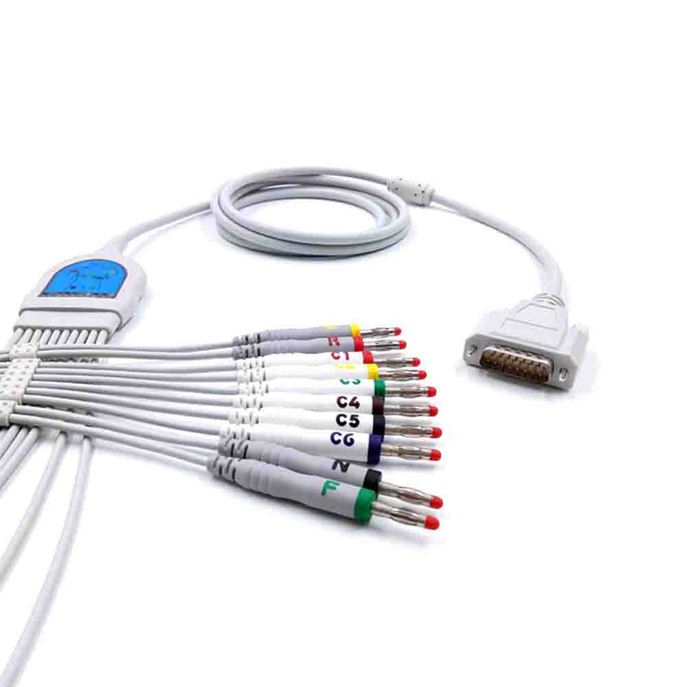 Ecg Patient Cable Ecg Cable 10 Lead Db 15 Pin Cable Ekg For Nihon Kohden