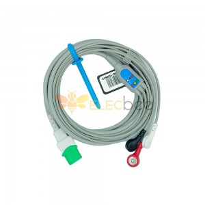 12-poliges einteiliges 3-Kabel für EKG-AHA-Snap-EKG-Kabel, kompatibel mit DATASC OPE