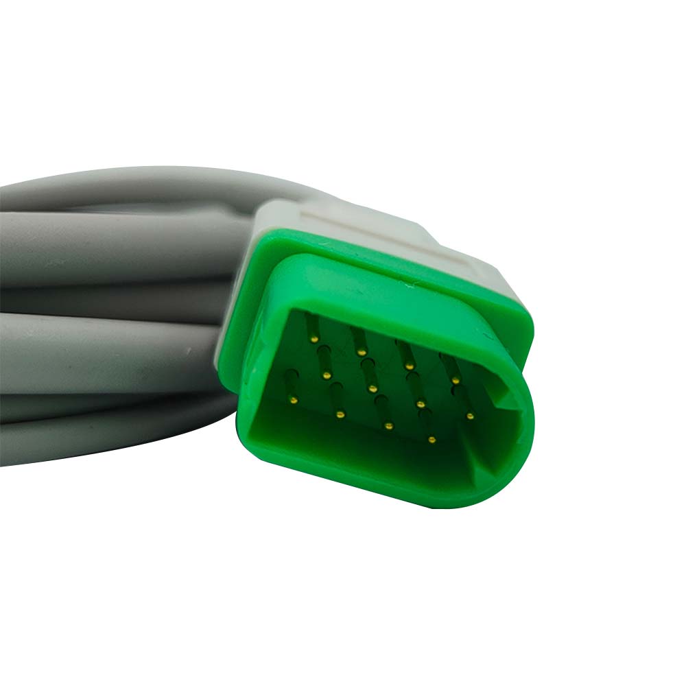 12-poliges, einteiliges 3-adriges Snap-EKG-Kabel, AHA-kompatibel mit FUKUDA