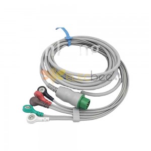 12-контактный цельный 5-проводной кабель для ЭКГ с защелкой IEC