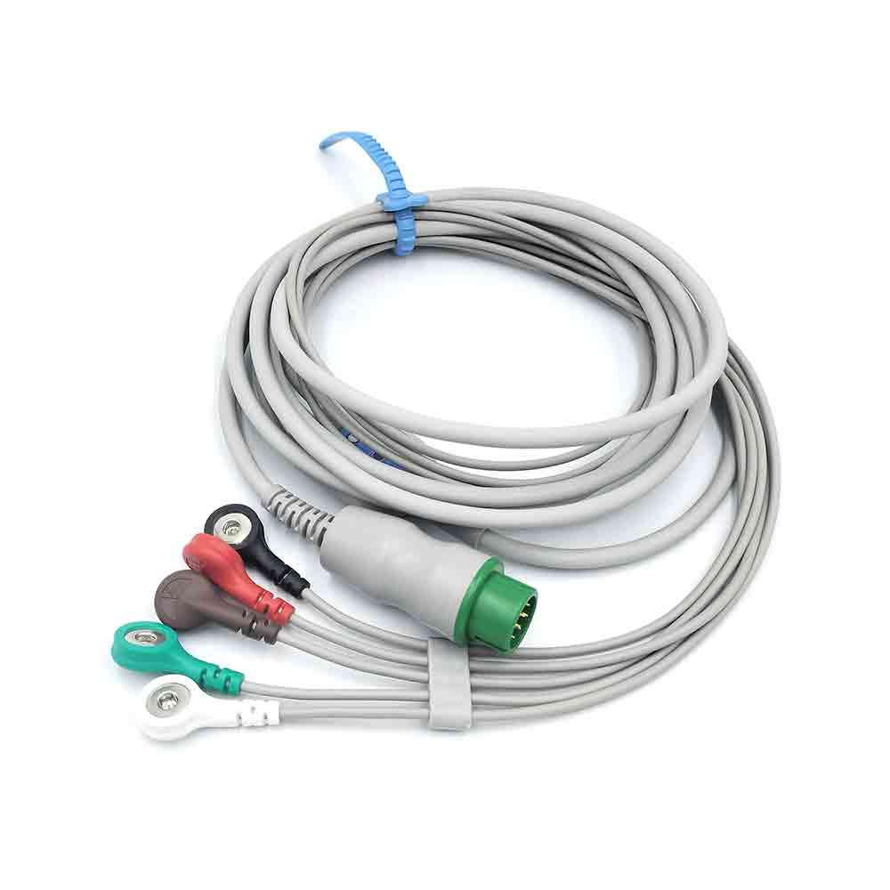 12-poliges einteiliges 5-Kabel für EKG-Schnell-EKG-Kabel IEC