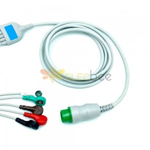 12-контактный цельный кабель ЭКГ с 5 отведениями с защелкой