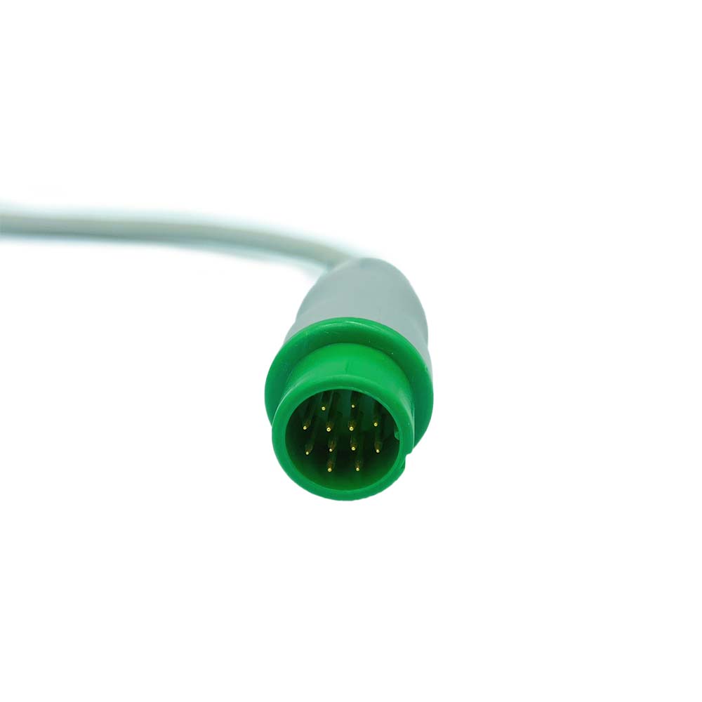 12-poliges einteiliges EKG-Kabel mit 5 Ableitungen und Schnappverschluss