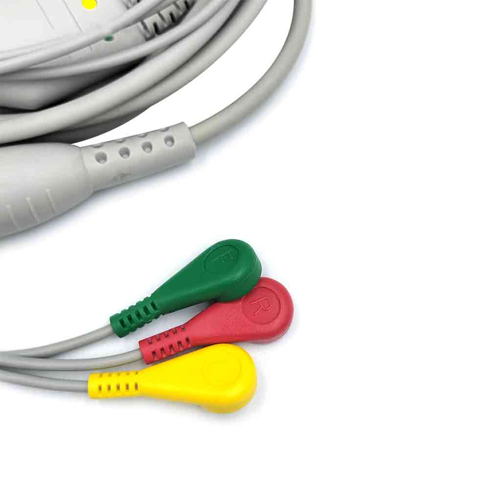 13-poliges einteiliges EKG-Kabel mit 3 Ableitungen und Clips, kompatibel mit Mediana