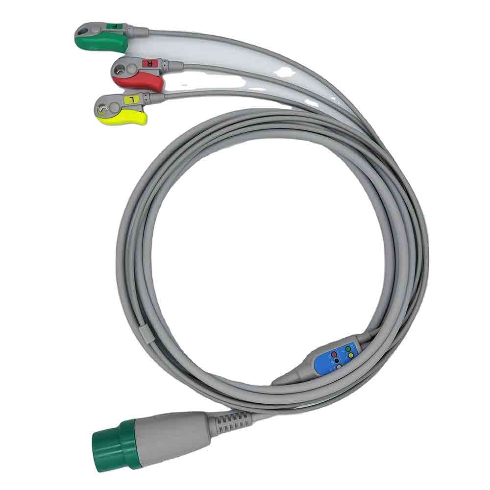 Совместимый 11-контактный цельный 3-проводной кабель ЭКГ с зажимом IEC