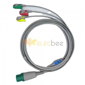 Clipe de cabo ECG compatível com 11 pinos de uma peça e 3 derivações IEC
