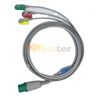 互換性のある 11 ピン ワンピース 3 リード ECG ケーブル クリップ IEC
