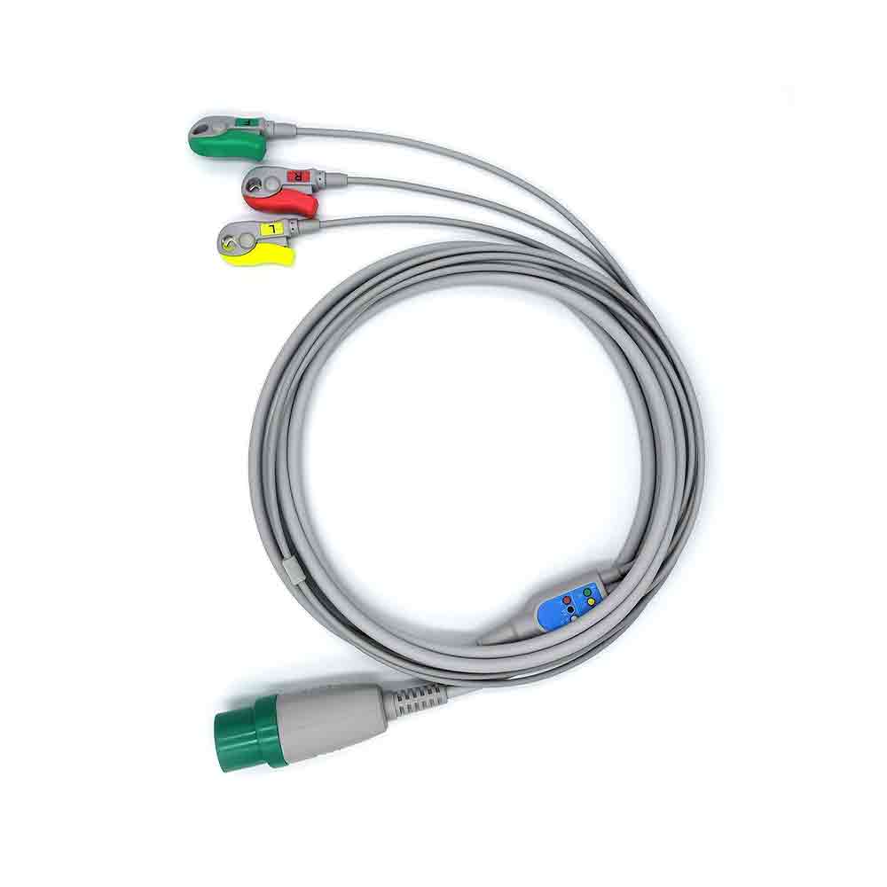 Clipe de cabo ECG compatível com 11 pinos de uma peça e 3 derivações IEC
