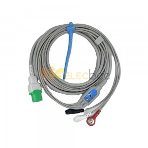 Совместимый кабель Datascope, 12-контактный кабель для ЭКГ, 3 отведения, защелкивающийся AHA