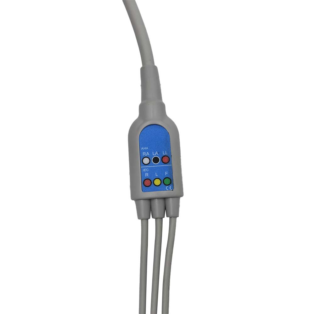 Compatible con Datascope 12 PIN ecg cable 3 derivaciones broche AHA