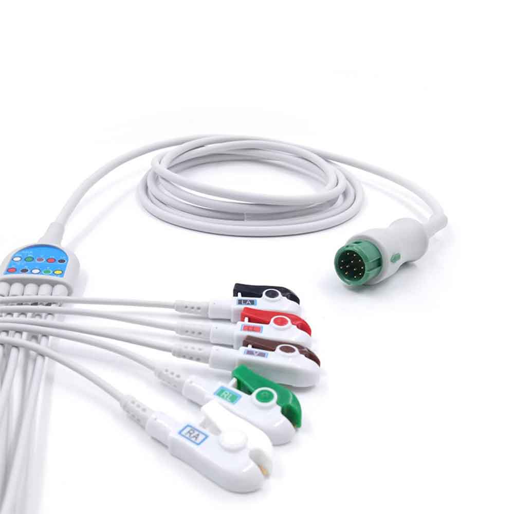Precio bajo compatible del cable del ecg del ekg de la ventaja de la resistencia del IEC del cable del ecg de mindray t5