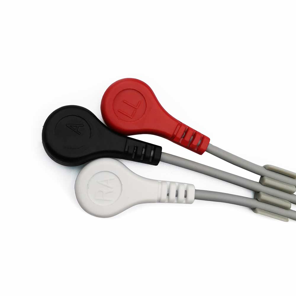 Kompatibler 12-poliger 3-adriger Mindray-EKG-Kabel-Ableitungs-Druckknopf