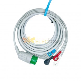 ECG ケーブル リード線 12 ピン 3 リード スナップ ボタン 互換性のある Biolight M7000、M8500、M9500