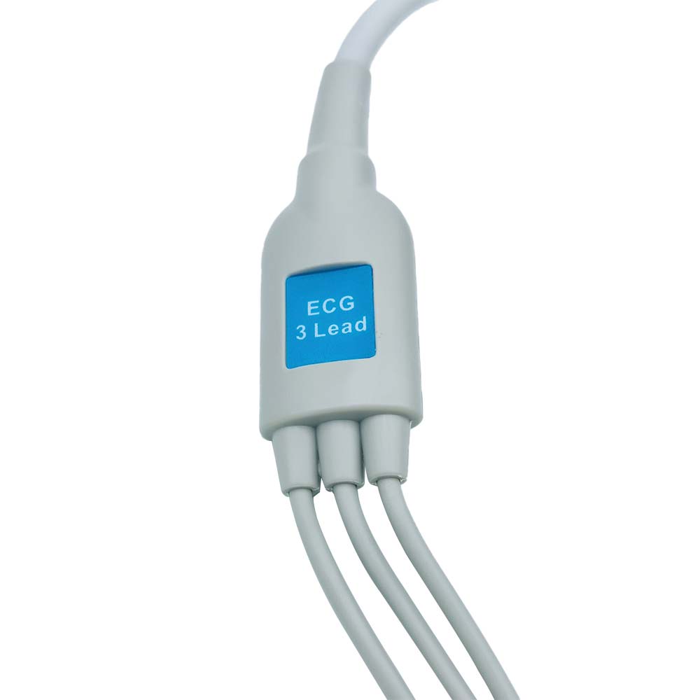 ecg cable leadwire 12 pin 3 lead snap button Compatible Biolight M7000,M8500,M9500