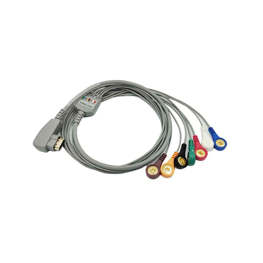 Holter-EKG-Kabel DMS 7 Ableitungsdrähte mit Schnappverschluss, IEC-Standard