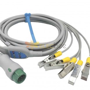 Clipe de cabo Ecg de conexão direta compatível com acessórios médicos de 12 pinos para veterinário