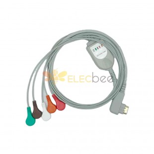 Einteiliges 5-Leiter-Clip-AHA-EKG-Kabel, kompatibel mit ZONV