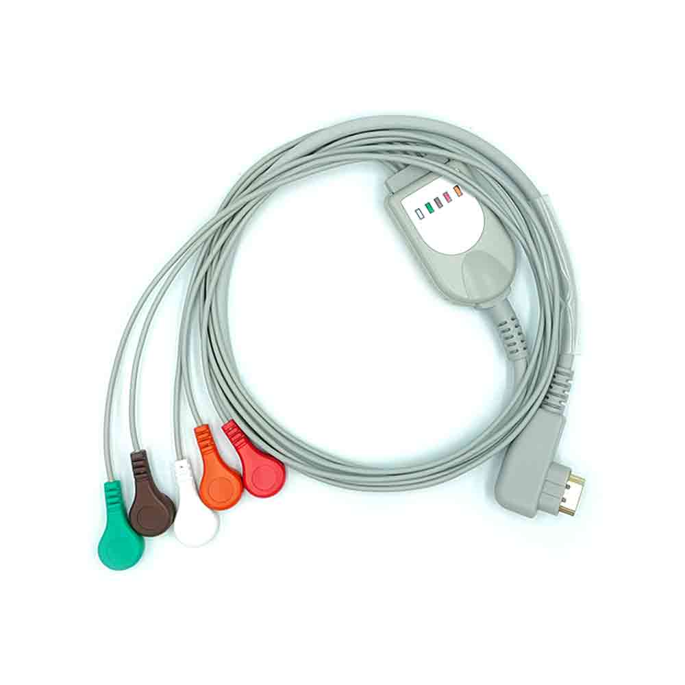 Цельный кабель ЭКГ с 5-проводным зажимом AHA, совместимый с ZONV