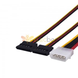 15 Pin SATA Male to 4 Pin Molex 2 Female IDE HDD Power Hard Drive Adapter Cable