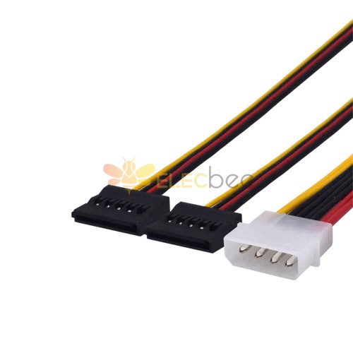 15 Pin SATA Erkek - 4 Pin Molex 2 Dişi IDE HDD Güç Sabit Sürücü Adaptör Kablosu