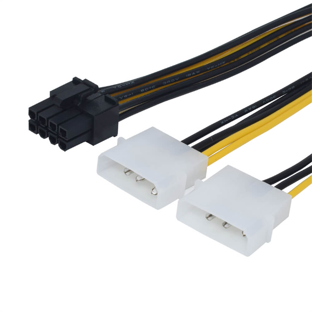 8 pinos para cabo de alimentação de placa de vídeo duplo de 4 pinos em forma de Y 8 pinos PCI Express para cabo de alimentação de placa gráfica dupla de 4 pinos 10 cm