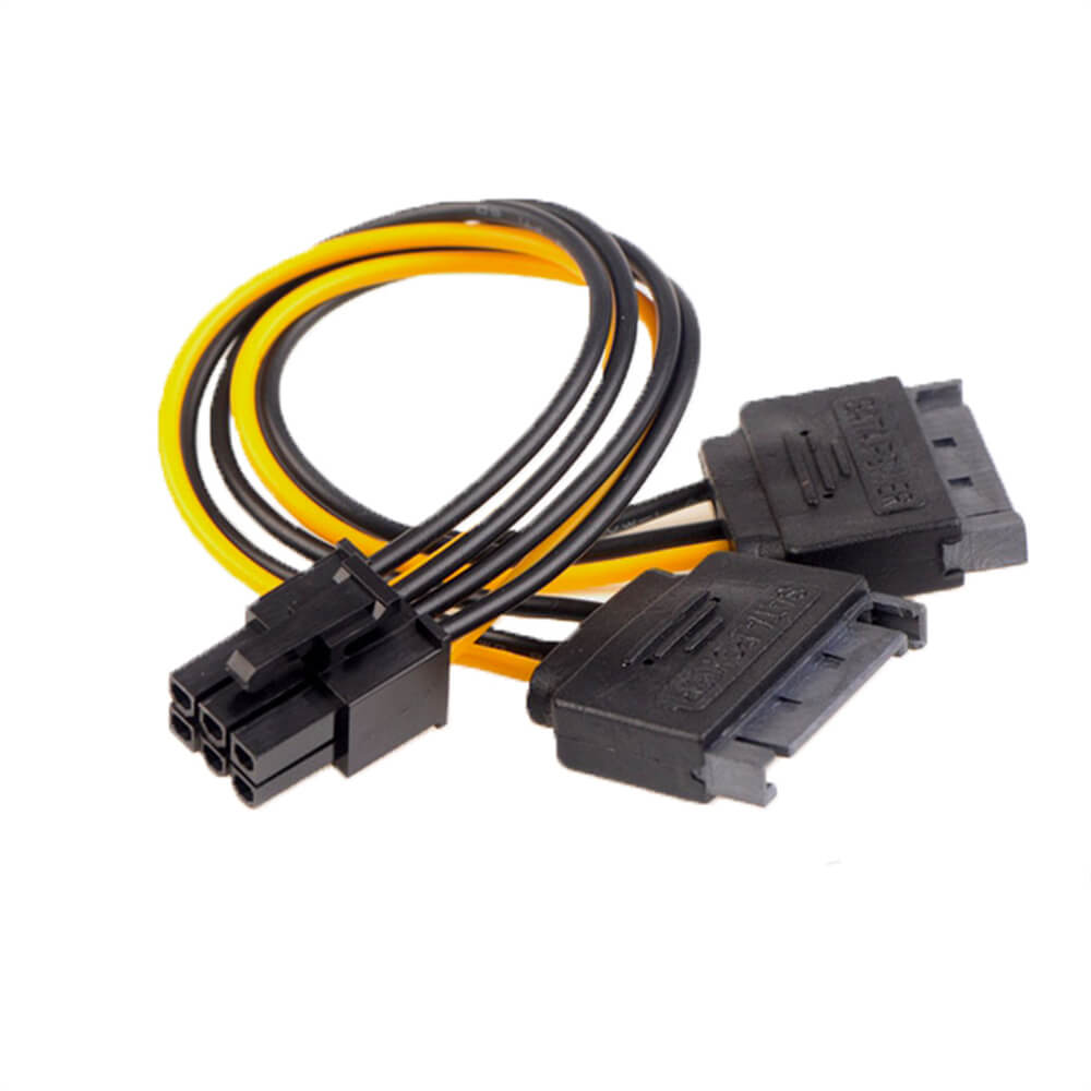 Cable de alimentación GPU SATA dual de alta calidad a 6 pines, ideal para tarjetas gráficas y discos duros, 20 cm
