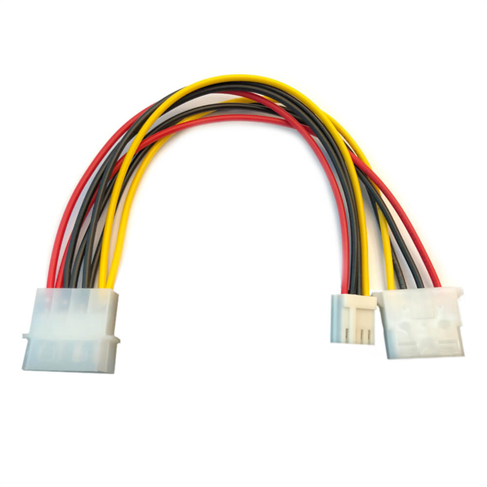 IDE to Floppy Drive Power Cable - Adapts 4-Pin to Large 4-Pin + Small 4-Pin, Efficient Power Solution