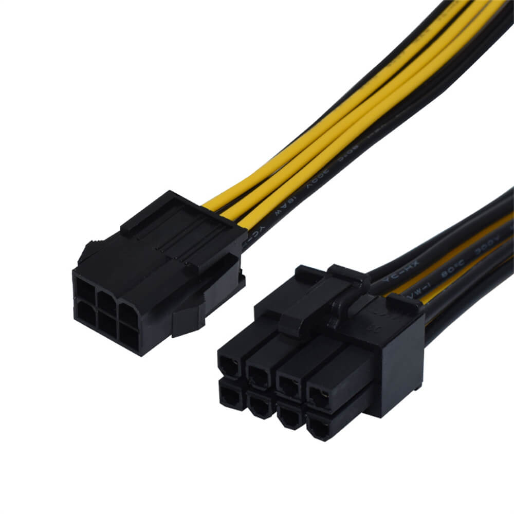 Cable adaptador de corriente PCIe de 6 pines a 8 pines Convertidor PCI-e hembra de 6 pines a macho de 8 pines para tarjeta de video GPU