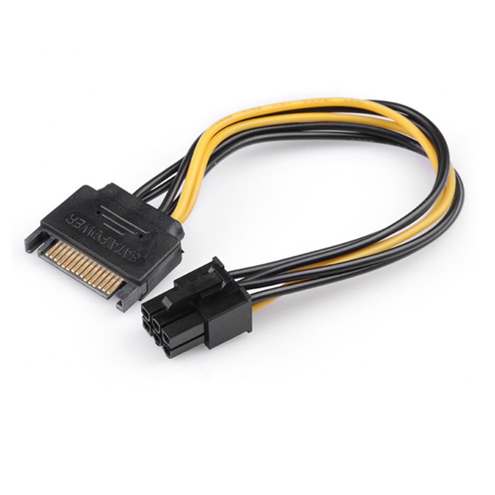 SATA Cable 15pin to 6 pin cable 18AWG SATA hard disk graphics card power supply cable
