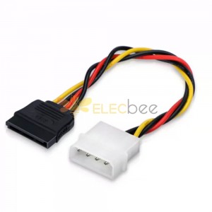 SATA Power Cable for Desktop PC Hard Drive - Large 4-Pin to 15-Pin Conversion for Connectivity