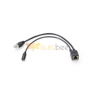 21Cm Poe RJ45 8P8C Female To RJ45 Male Plug Dc Male Power Over Ethernet Adapter Cable