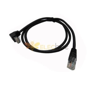 90 Degree Ethernet Patch Cable RJ45 Black Plug to Male Cat5e Computer Network for 100CM