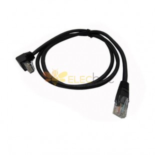 90 Degree Ethernet Patch Cable RJ45 Black Plug to Male Cat5e Computer Network pour 100CM