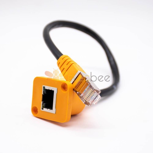 1000M CAT6 RJ45 Ethernet Extension Cable with Panel Mount (30cm)  MDY-RJ45-E6-30