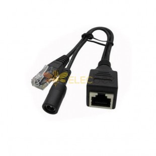 Ethernet RJ45 Transmisor POE Socket a DC y RJ45 Plug Connector Adapter Cable 20CM