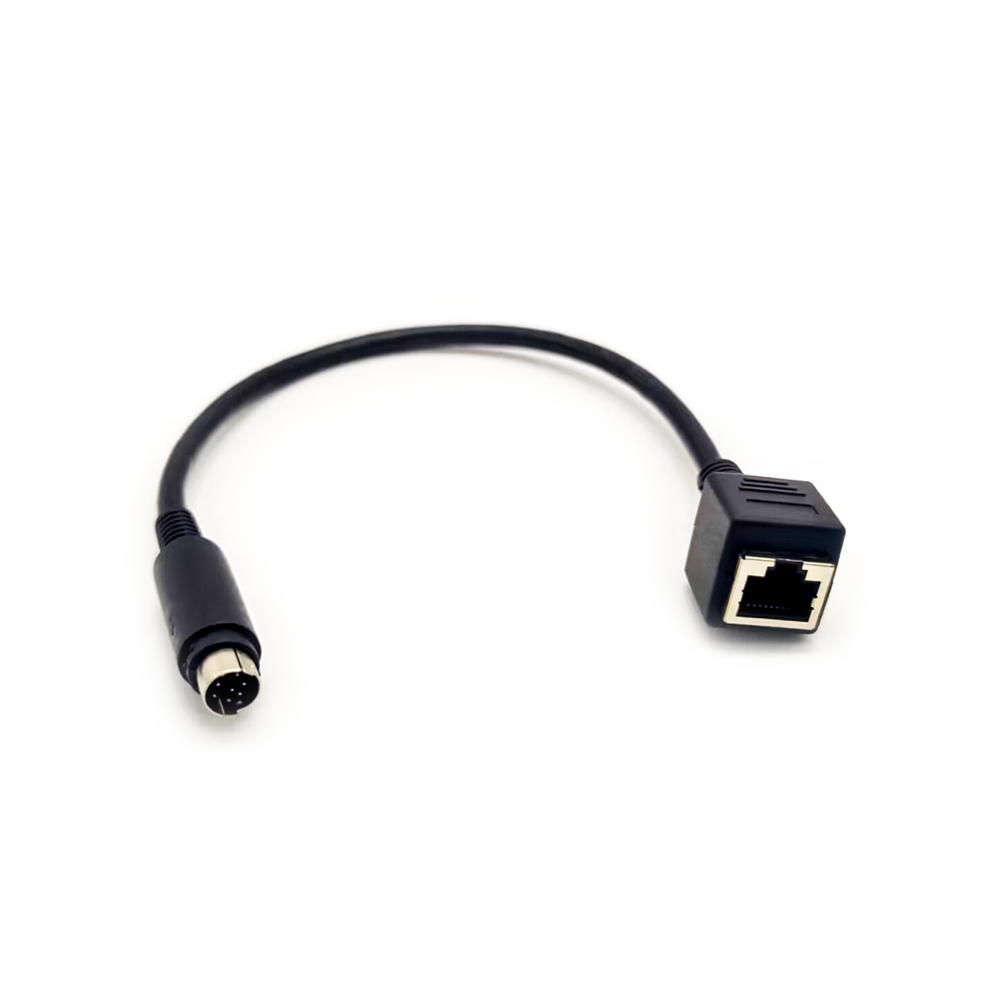 Female RJ45 To 8-Pin Mini Din Male Changer Cable