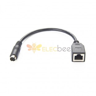 Female RJ45 To 8-Pin Mini Din Male Changer Cable