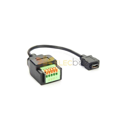 Micro USB para terminal adaptador de bloco de terminais direto para micro USB, fêmea reta