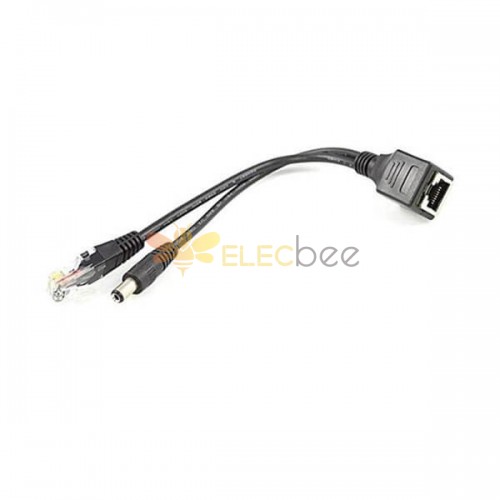 Réseau RJ45 20cm 1 en 2 Ethernet LAN Femelle à RJ45 Mâle Plug DC 5.5mm Female Jack Adapt Cable
