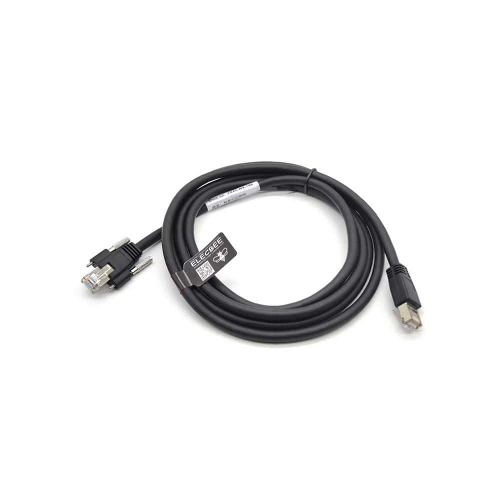 RJ45电缆8p8c公头到公头直式注塑电缆带螺丝锁长1米