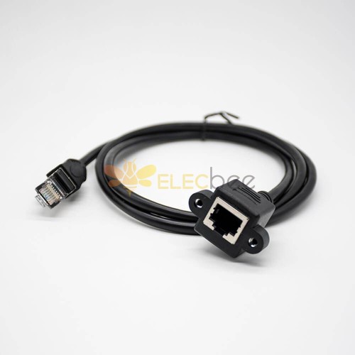 Connecteur de câble RJ45 mâle à femelle Interface RJ45 câble noir droit