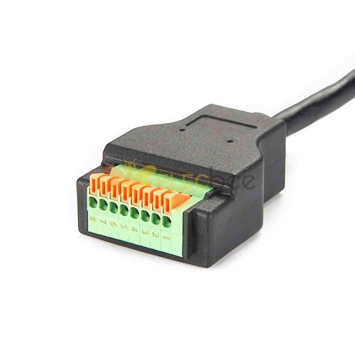 Conector Ethernet RJ45 a terminal adaptador de bloque de terminales de resorte recto a RJ45, hembra recta