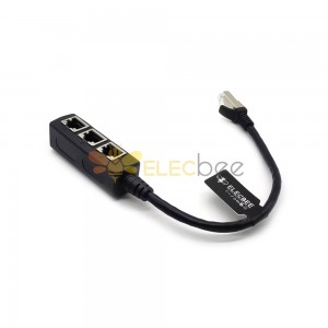 RJ45 Ethernet Splitter Cable Adapter 1 à 3 Commutateur Ethernet Port pour CAT 5/CAT 6 LAN Socket Connector 20CM