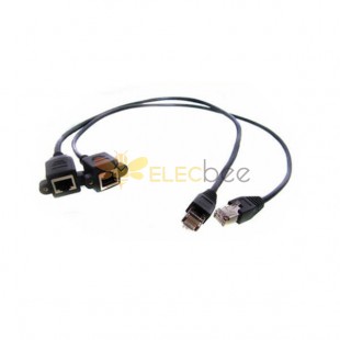 RJ45 Extension Cable 30cm Male to Female Screw Panel Mount CAT5E