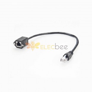 RJ45 Male to RJ45 Female Panel Mount Ethernet LAN Network High Speed Extension Cable M3 Mounting Screws 30CM