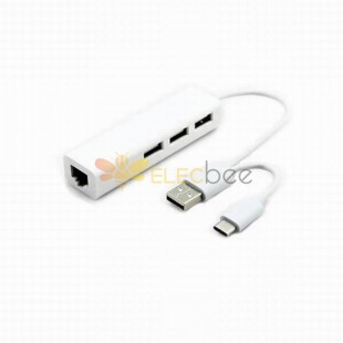 RJ45 Network Cable USB2.0/3.1 Type c Switch 3 port HUB Apple System WIN8 Free Drive