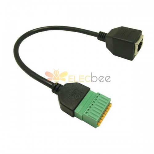 RJ45 to Screw Terminal Cable Adapter Female 8p8c to 8Pin Spring Terminal Block Connector