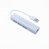 RJ45 à USB Connector Cable 10/100Mbps Ethernet 3-USB 2.0 Ports HUB Adapter White