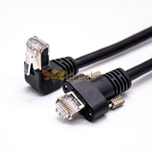 RJ45 Wiring 8p8c Male to Right angle Male Overmolded Cable with Screw Lock 1M